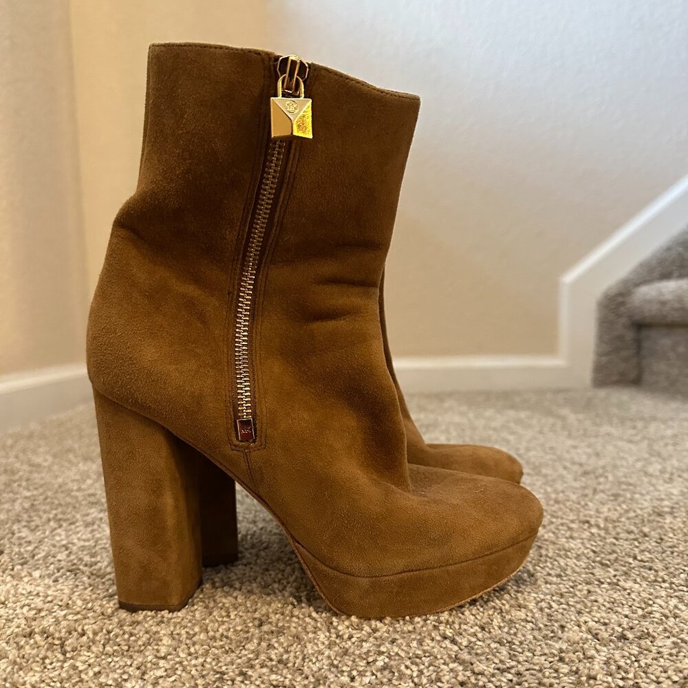 Michael Kors Suede Camel Ankle Boots